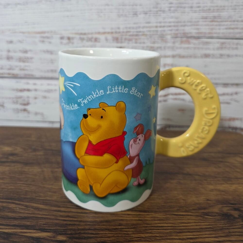 Large Tigger, Eeyore, Winnie The Pooh mug "Sweet Dreams" on handle 5" Tall